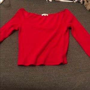 red off the shoulder long sleeve top